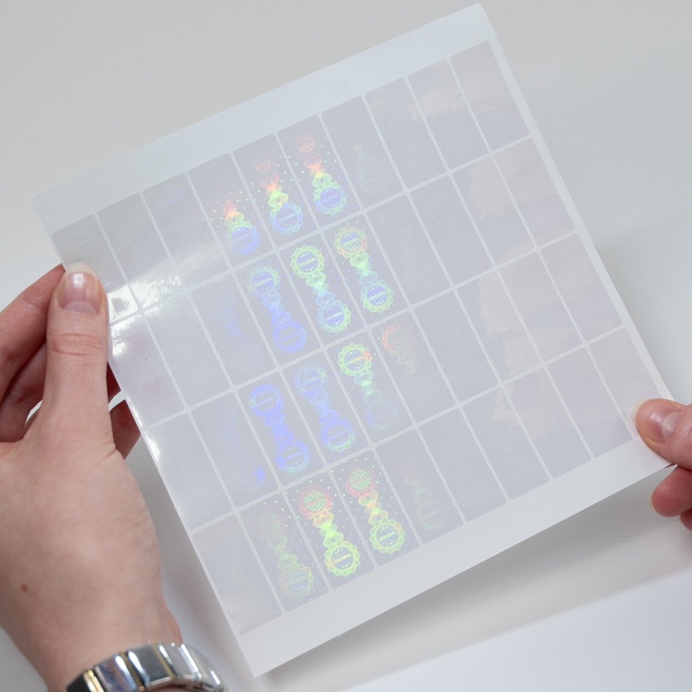 Transparent hologram box stickers Original 15 x 35 mm