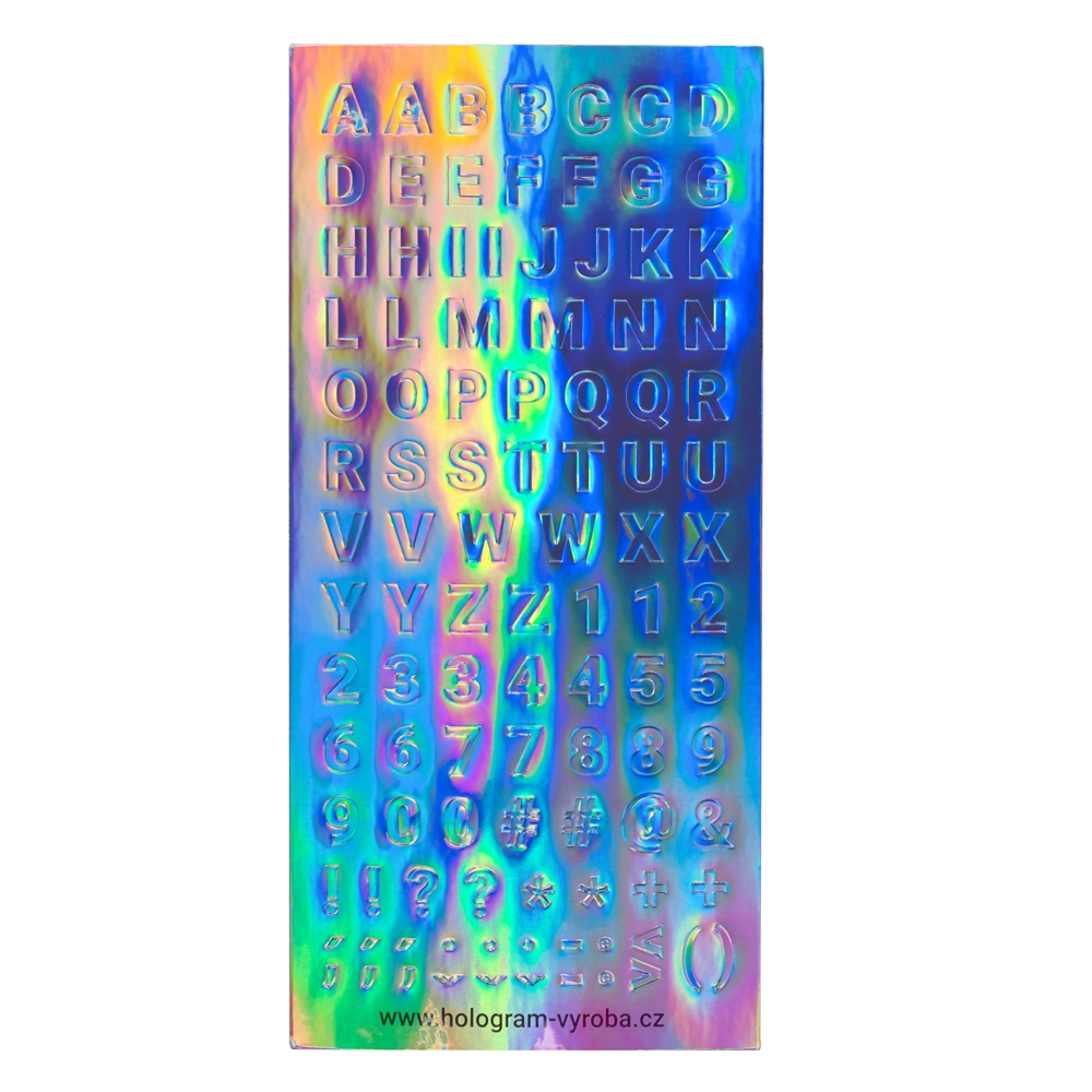 Decoratve holographic set of letters and characters - 11 mm