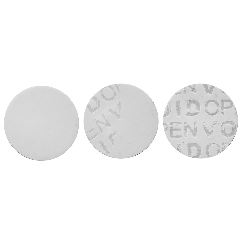 Non-residual white - translucent round VOID sticker with high adhesion 20mm